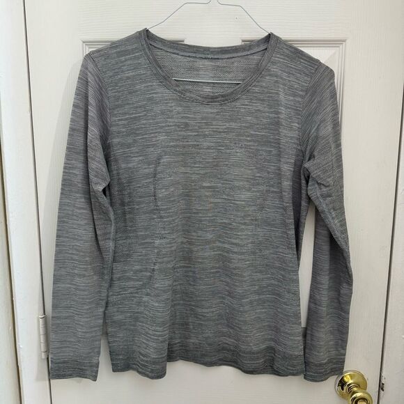 Lululemon Women’s Swiftly Long Sleeve Size 10 Gray Heather Athletic Layers - Picture 1 of 5